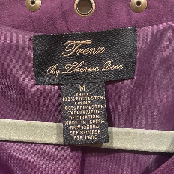 Trenz Purple Faux Suede Studded Open Front Jacket Size Medium - Picture 3 of 10